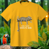 Yellow t-shirt with a sleeping leopard on a branch and 