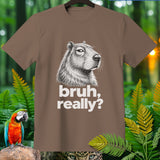 Brown t-shirt with capybara illustration and 