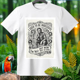 T-shirt features a distressed illustration with the text 