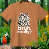 Orange t-shirt with a white tiger graphic and text 