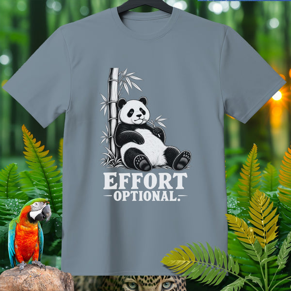 Panda resting against bamboo with "Effort Optional" text.