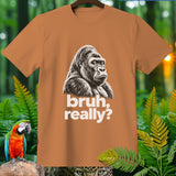 Orange t-shirt with a gorilla graphic and 