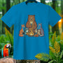 Cartoon animals including a bear, fox, raccoon, and owl sit around a campfire.