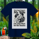 Navy t-shirt with vintage illustration and text 