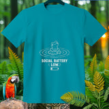 Teal t-shirt with white text 