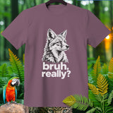 T-shirt with white fox illustration and text 