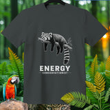 Dark gray t-shirt with a red panda illustration and text 
