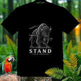 Black t-shirt with bison graphic and 