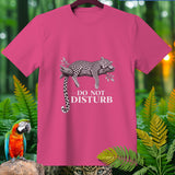 Pink t-shirt with a sleeping leopard graphic and 
