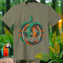 T-shirt with a jack-o'-lantern design wrapped by a snake.