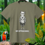 T-shirt with a shoebill stork illustration and the text 