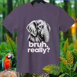 T-shirt with a black and white elephant illustration and 