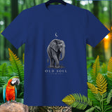 Dark blue t-shirt with a detailed drawing of an elephant and the text 