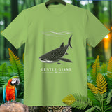 Light green t-shirt with whale shark graphic and text 
