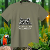 T-shirt with raccoon graphic and text 