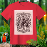 Red t-shirt with distressed print: 