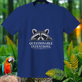 Dark blue t-shirt with a raccoon and the text 