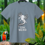Gray t-shirt with a cartoon axolotl and the text 