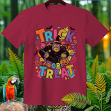 Maroon t-shirt with gorilla in wizard hat saying 