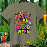 Olive green t-shirt with cheetah graphic and 