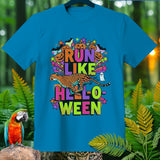 Blue t-shirt with cheetah graphic and 