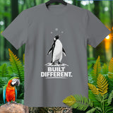 Grey t-shirt with penguin and text 