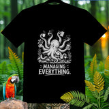 Black t-shirt with octopus graphic and 