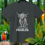 Charcoal t-shirt with a Highland cow graphic and text 