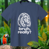 Navy t-shirt with white lion graphic and 