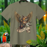 Steampunk owl with wings spread and 