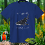 Blue t-shirt with a whale shark illustration and 