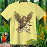 Steampunk owl with wings spread, 