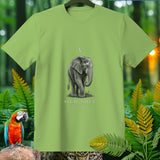 Light green t-shirt with a graphic of an elephant and 