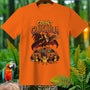 Orange t-shirt with "Count Cluckula" text and a rooster dressed as a vampire.