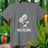 Grey t-shirt with a drawing of a mouse carrying a large piece of cheese and the text 